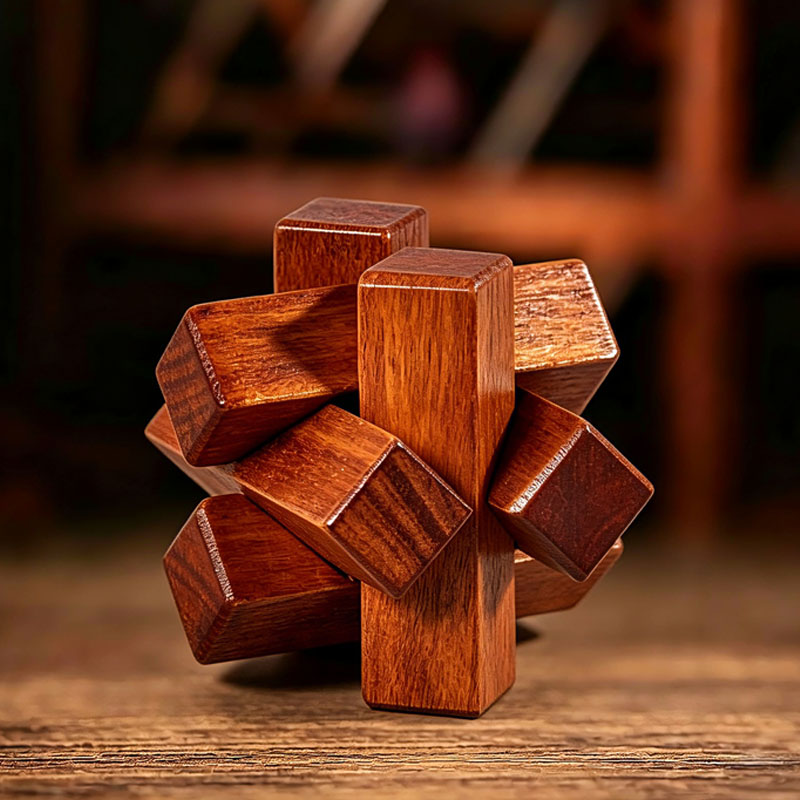 3D Wooden Mechanical Puzzle Marble Run - Wooden Knot Puzzle IQ Logic Training