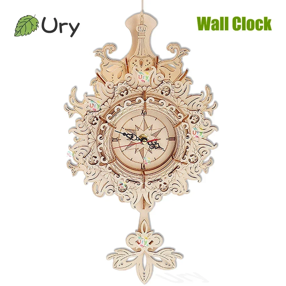 Wooden Clock Puzzle Mechanical Pendulum - URY 3D Wooden Puzzle Retro Wall