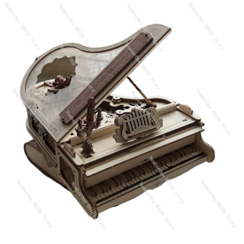 Music Box Wooden 3D Puzzle Rotating - Piano Music Box 3D Wooden Puzzle