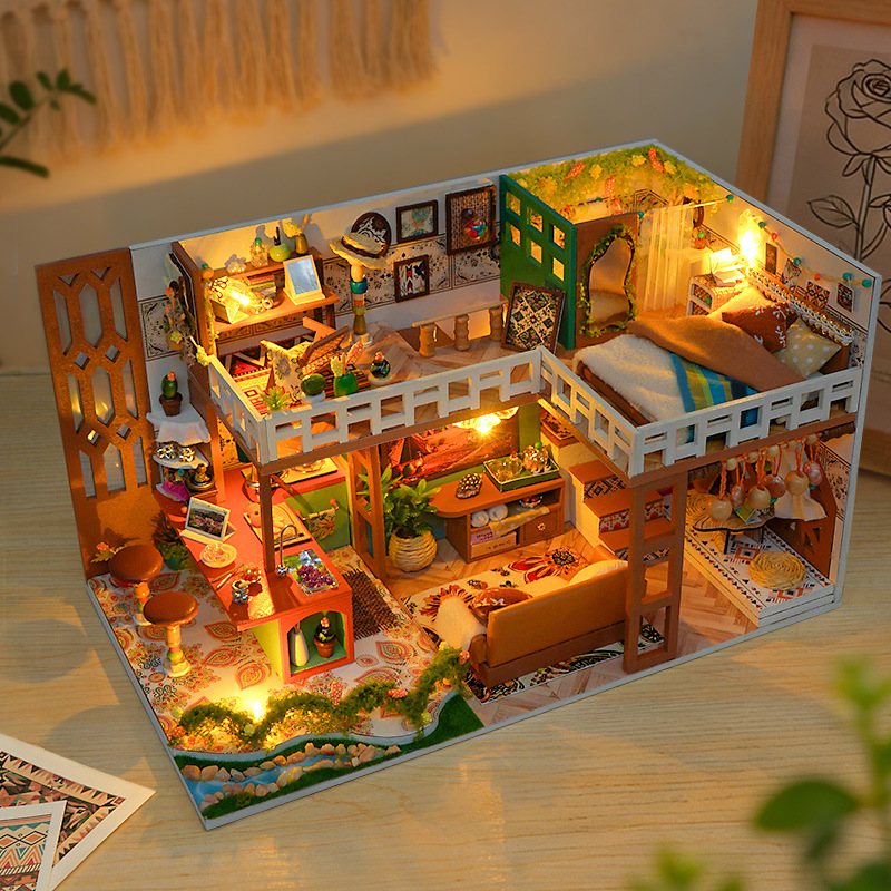 Miniature Led Light Kit For Dollhouse - DIY Wooden Bohemian Loft Casa Miniature