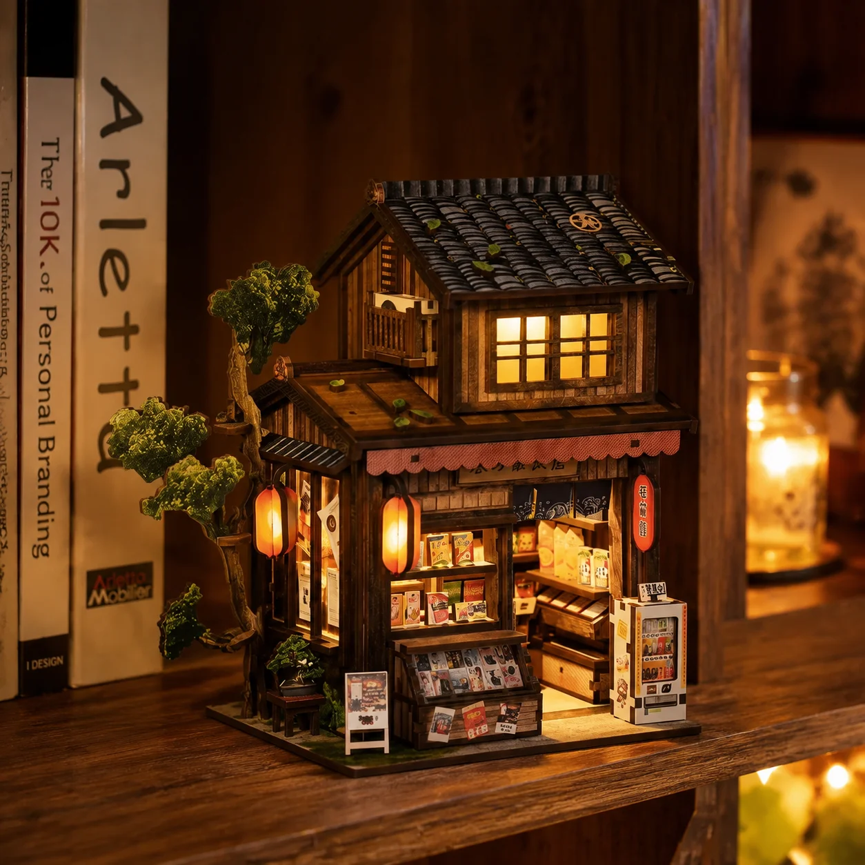 Diy Miniature Dollhouse Kit Book Nook - Japan Style DIY Wooden Book Nook