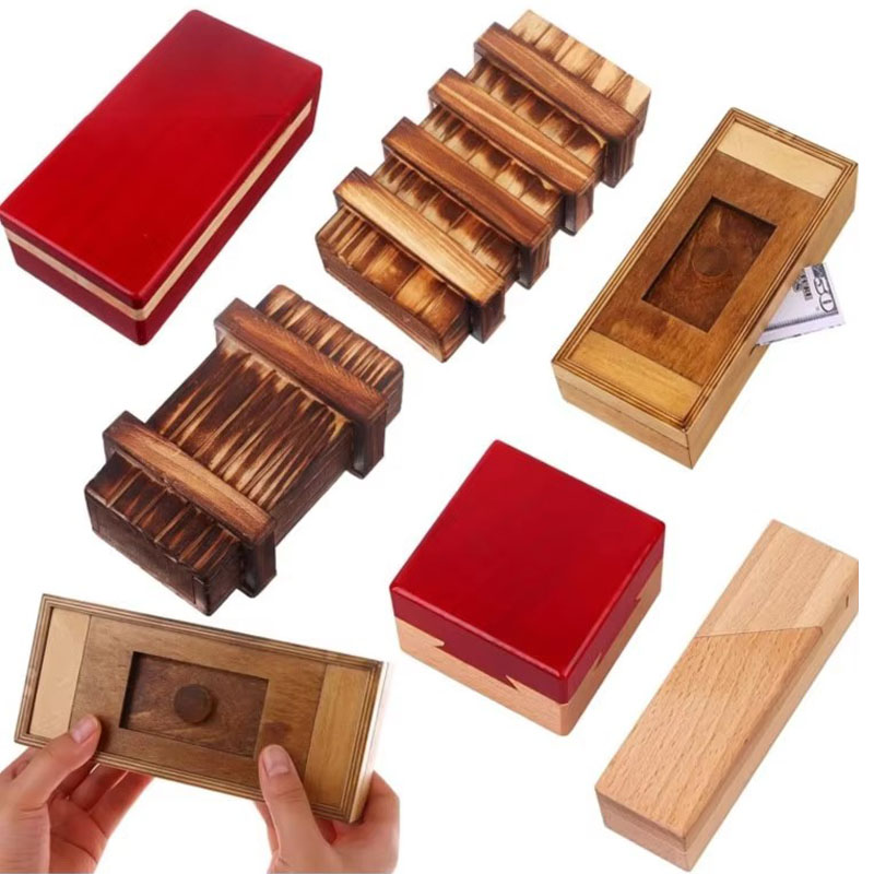 3D Wooden Mechanical Puzzle Marble Run - Wooden Puzzle Box with Secret Hidden