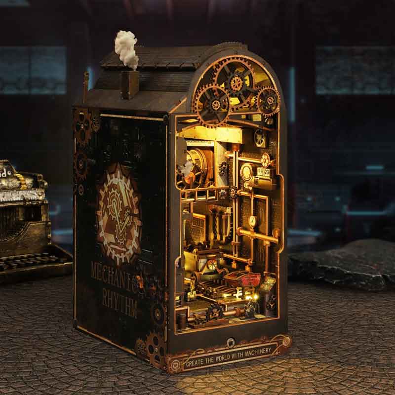 Mechanical Workshop Wooden Min - Diy Miniature Dollhouse Kit Book Nook 评论和价格