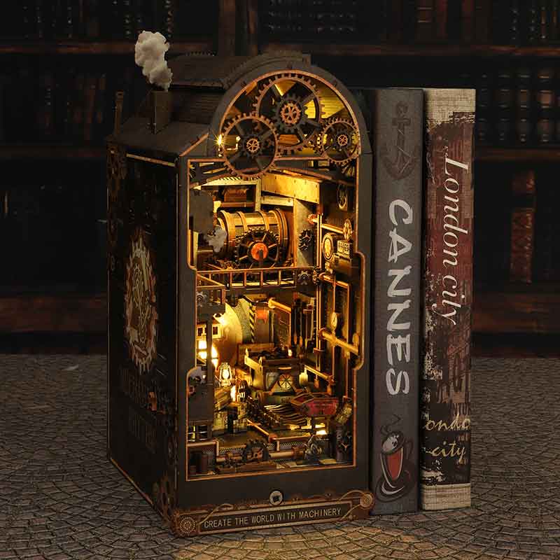 Mechanical Workshop Wooden Min - Diy Miniature Dollhouse Kit Book Nook 评论和价格