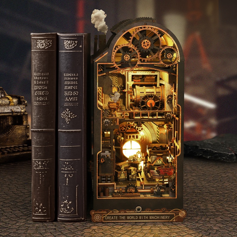 Mechanical Workshop Wooden Min - Diy Miniature Dollhouse Kit Book Nook 评论和价格
