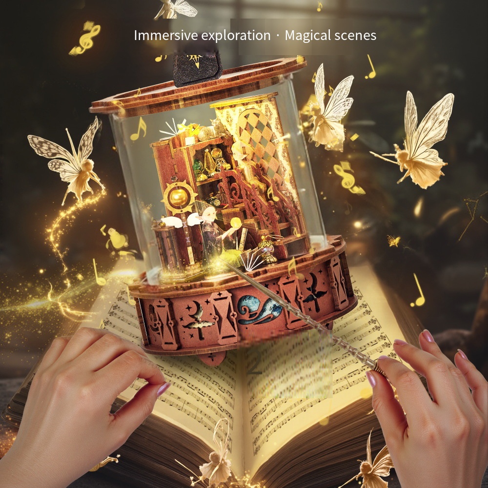 Magic Music Box 360° Visible L - Music Box Wooden 3D Puzzle Rotating 评论和价格