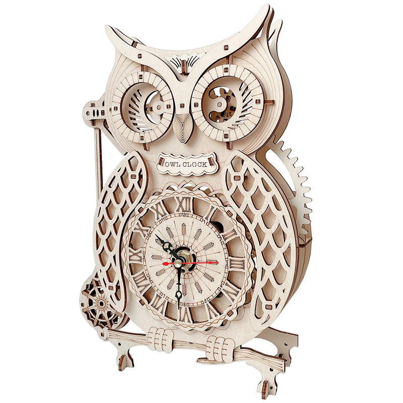 Wooden Puzzle 3D Owl Clock Mod - Wooden Clock Puzzle Mechanical Pendulum 评论和价格