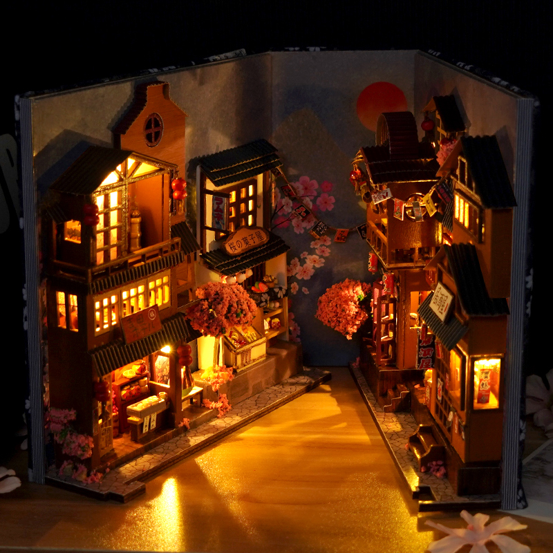 Japanese Retro DIY Wooden Book - Book Nook Shelf Insert Alley Diy 评论和价格