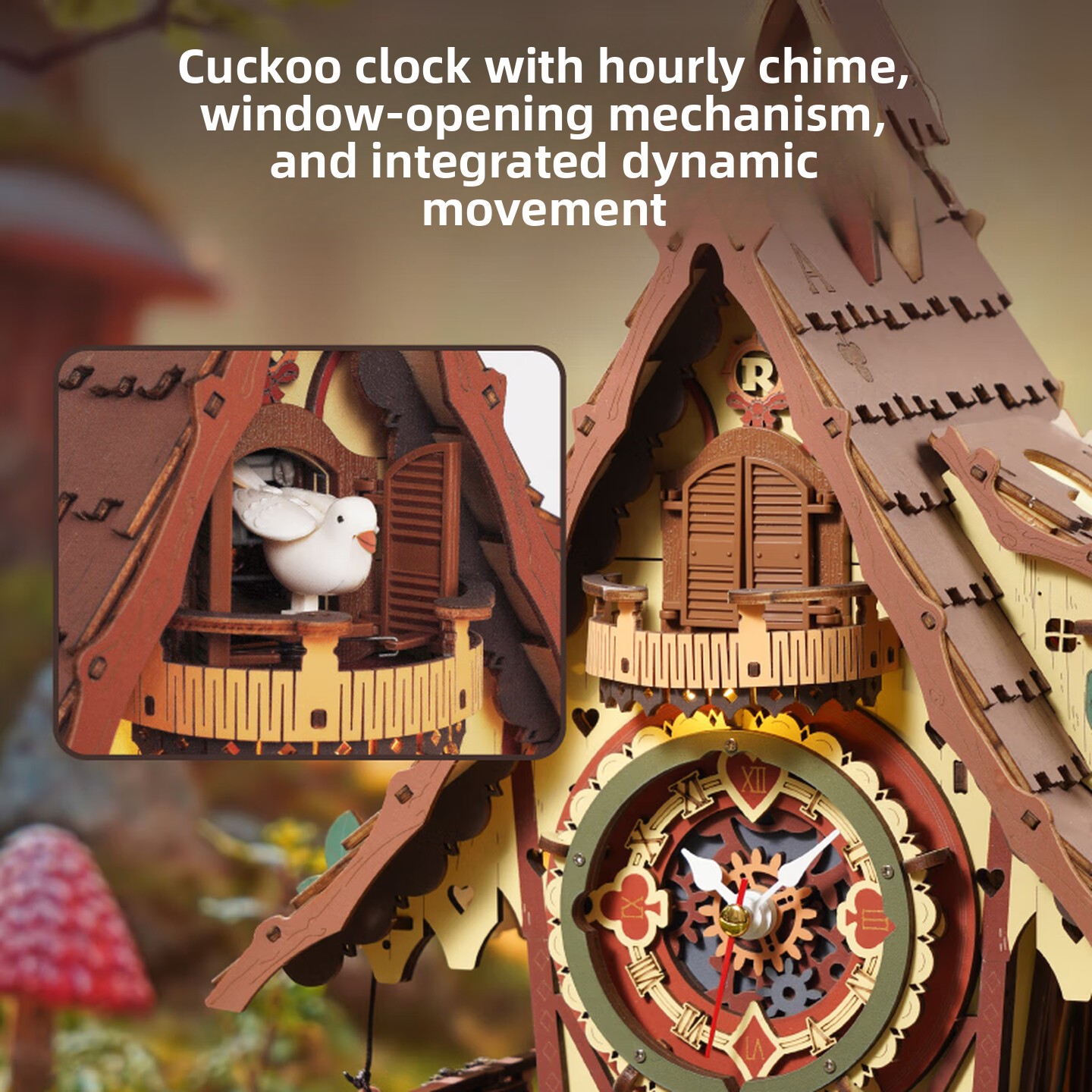 DIY Wooden Cuckoo Clock 3D Ass - Wooden Clock Puzzle Mechanical Pendulum 评论和价格