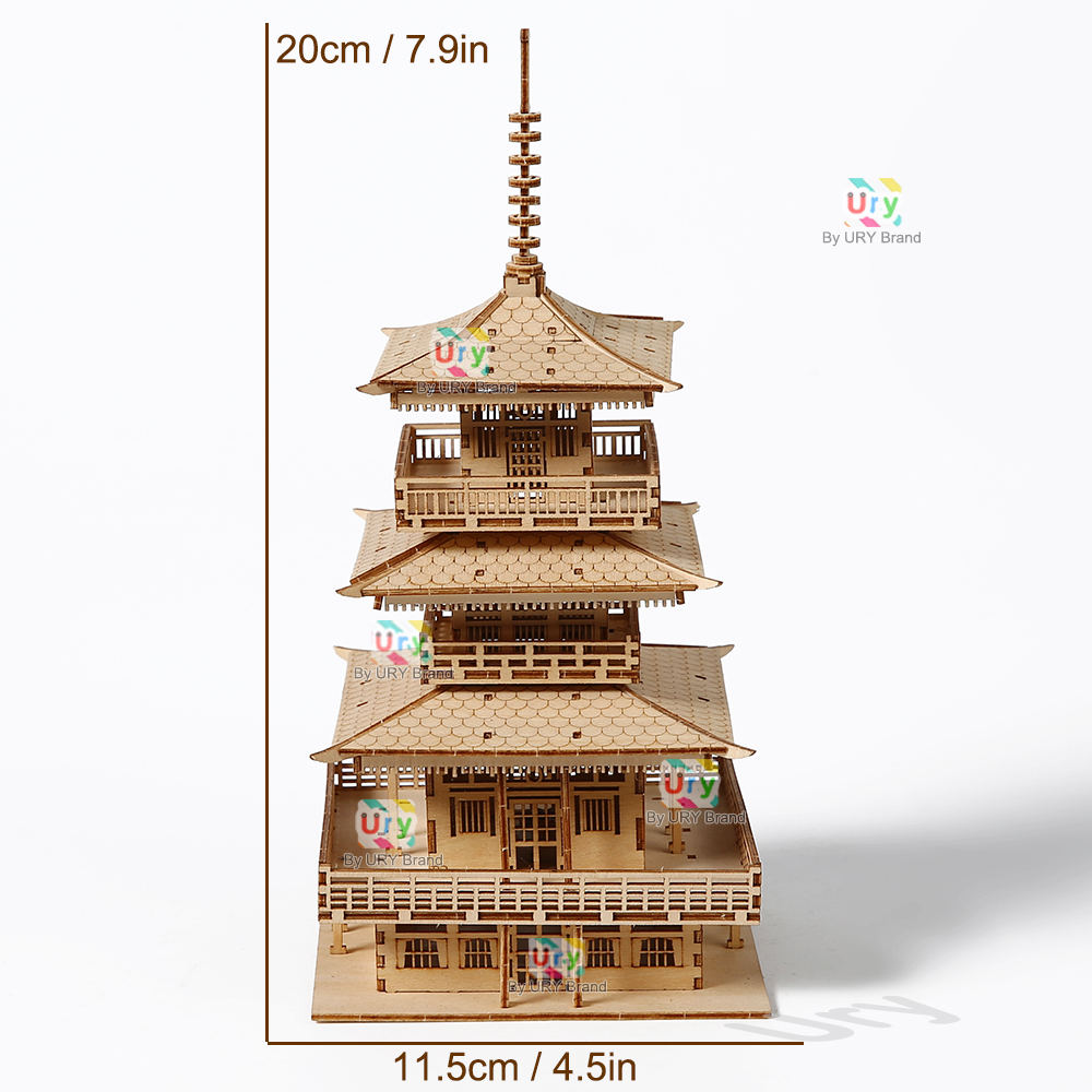 URY 3D Wooden Tower Ancient Pa - 3D Wooden Mechanical Puzzle Marble Run 评论和价格