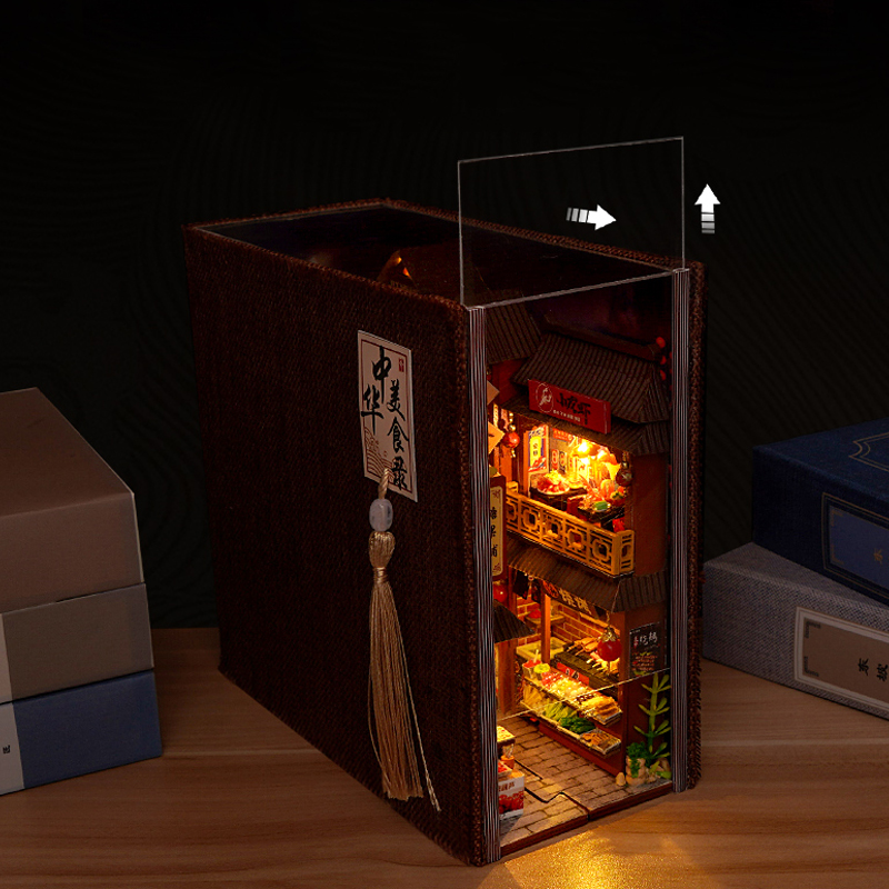 Diy Book Nook Doll House Minia - Diy Miniature Dollhouse Kit Book Nook 评论和价格