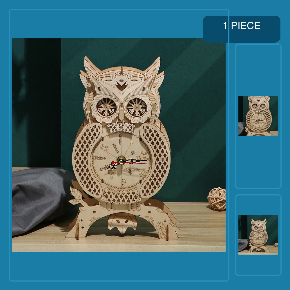 Wooden Owl Desk Standing Pendu - Wooden Clock Puzzle Mechanical Pendulum 评论和价格
