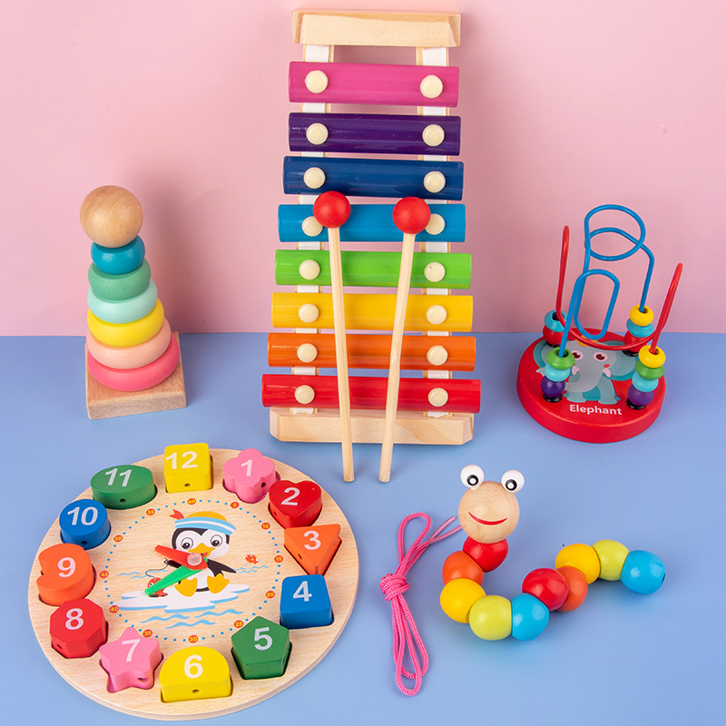 Montessori Baby Toys Kids 3D W - 3D Wooden Mechanical Puzzle Marble Run 评论和价格