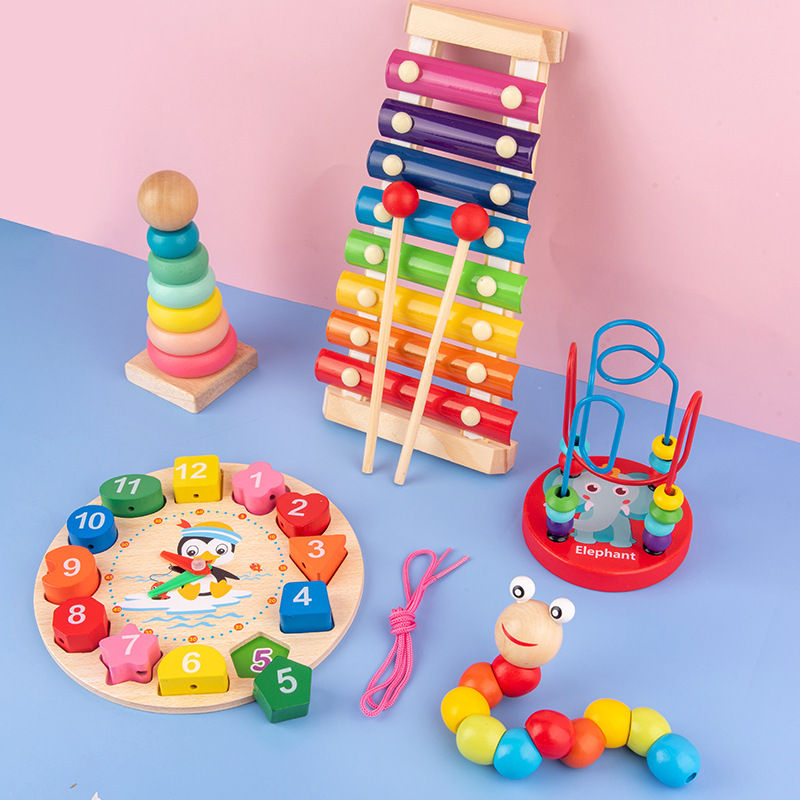 Montessori Baby Toys Kids 3D W - 3D Wooden Mechanical Puzzle Marble Run 评论和价格
