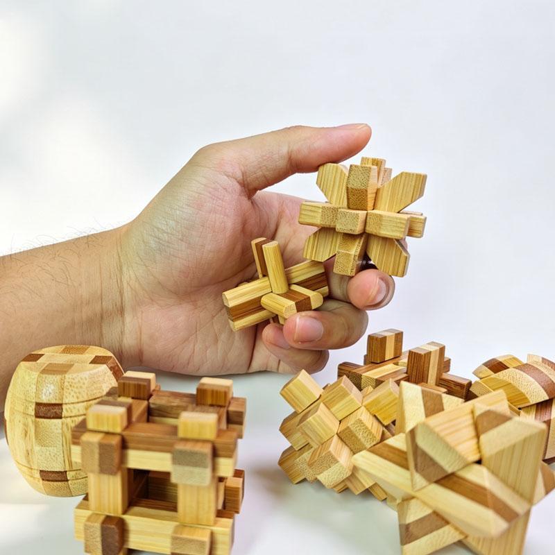 NEW 4.5CM Lu Ban Lock Puzzle B - 3D Wooden Mechanical Puzzle Marble Run 评论和价格