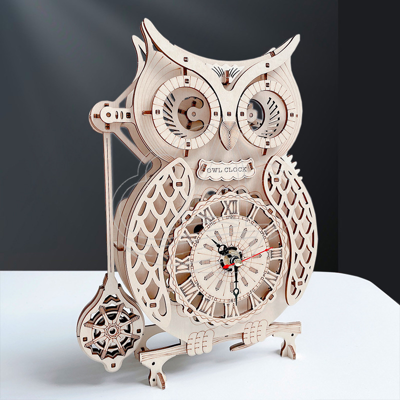 3D Wooden Owl Clock Puzzle DIY - Wooden Clock Puzzle Mechanical Pendulum 评论和价格