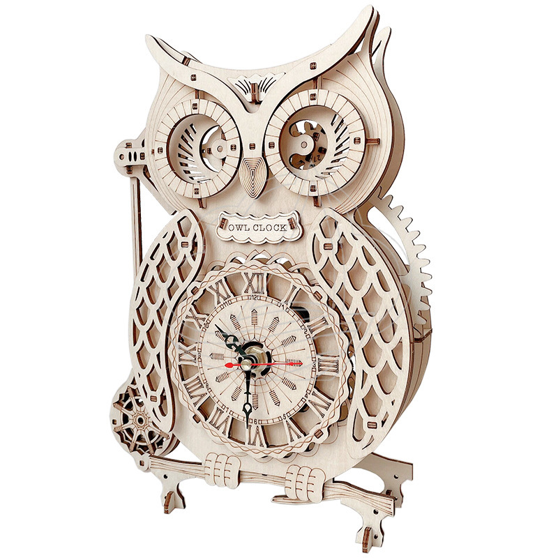 3D Wooden Owl Clock Puzzle DIY - Wooden Clock Puzzle Mechanical Pendulum 评论和价格