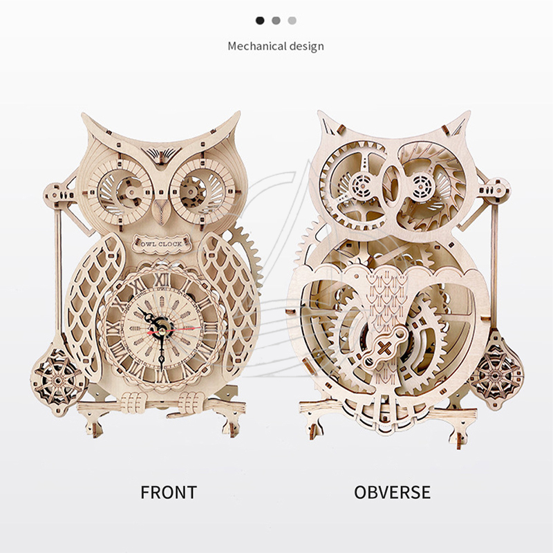 3D Wooden Owl Clock Puzzle DIY - Wooden Clock Puzzle Mechanical Pendulum 评论和价格