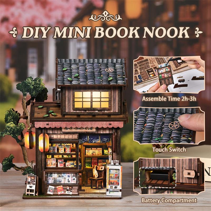 DIY Miniature House Kit 3D Woo - Diy Miniature Dollhouse Kit Book Nook 评论和价格