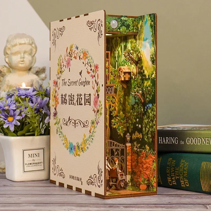 DIY Wooden Book Nook Shelf Ins - Diy Miniature Dollhouse Kit Book Nook 评论和价格