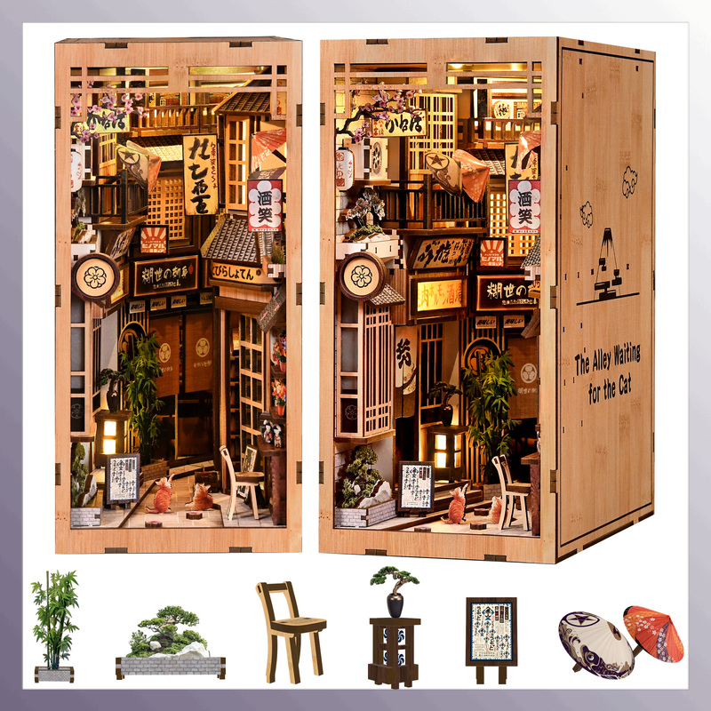 Diy Wooden The Alley Waiting F - Book Nook Shelf Insert Alley Diy 评论和价格