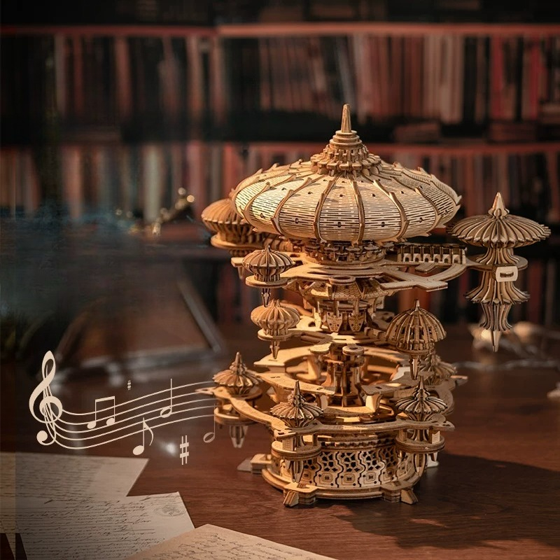 3D Wooden Floating City Music  - Music Box Wooden 3D Puzzle Rotating 评论和价格