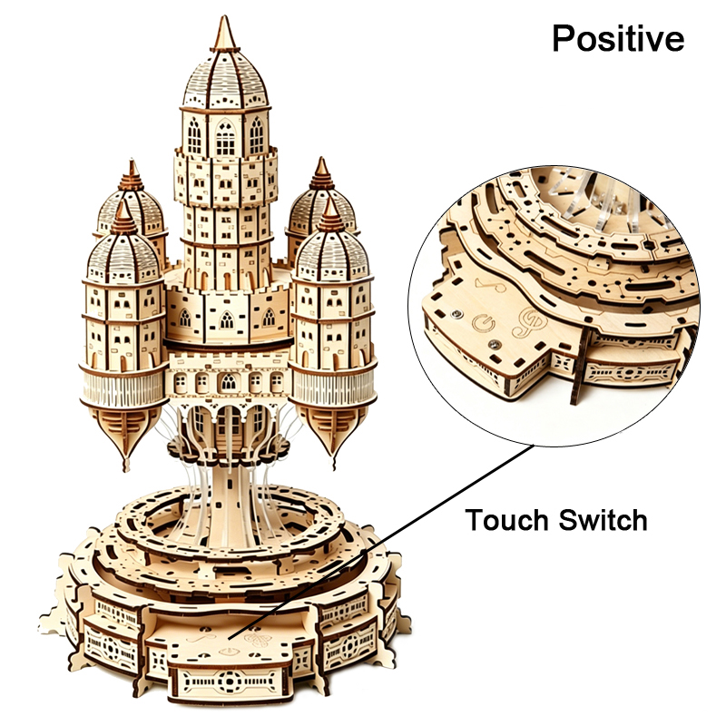 City In The Sky Castle 3D Wood - Music Box Wooden 3D Puzzle Rotating 评论和价格