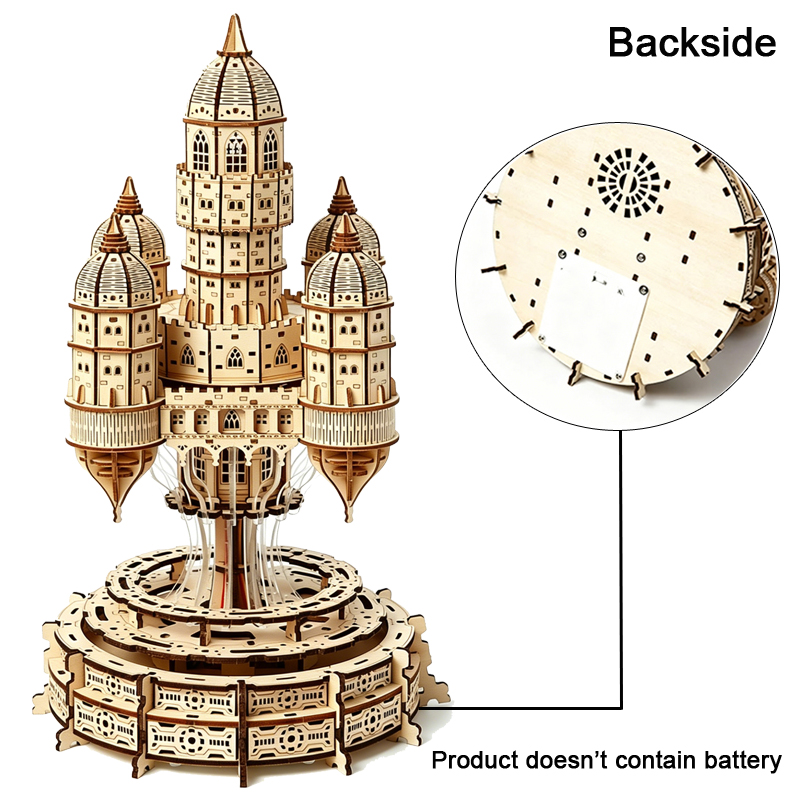 City In The Sky Castle 3D Wood - Music Box Wooden 3D Puzzle Rotating 评论和价格