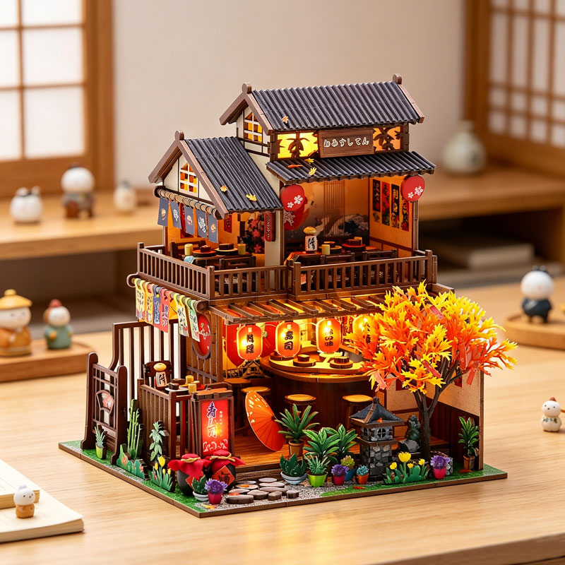 Japanese Izakaya Sushi Restaur - Miniature Led Light Kit For Dollhouse 评论和价格