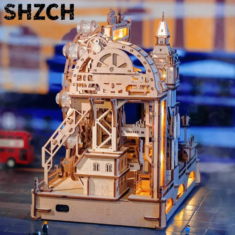 3D Wooden Puzzle Marble Run Bu - 3D Wooden Mechanical Puzzle Marble Run 评论和价格