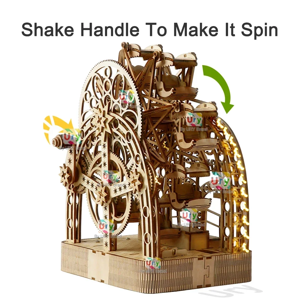 Ury 3D Wooden Puzzles Led Hand - Music Box Wooden 3D Puzzle Rotating 评论和价格