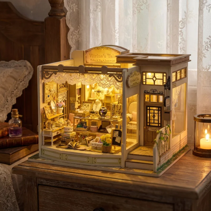 DIY Wooden Jewelry Store Casa  - Miniature Led Light Kit For Dollhouse 评论和价格