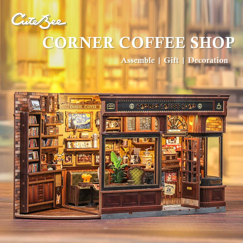 CUTEBEE Book Nook Kit 3D DIY D - Diy Miniature Dollhouse Kit Book Nook 评论和价格