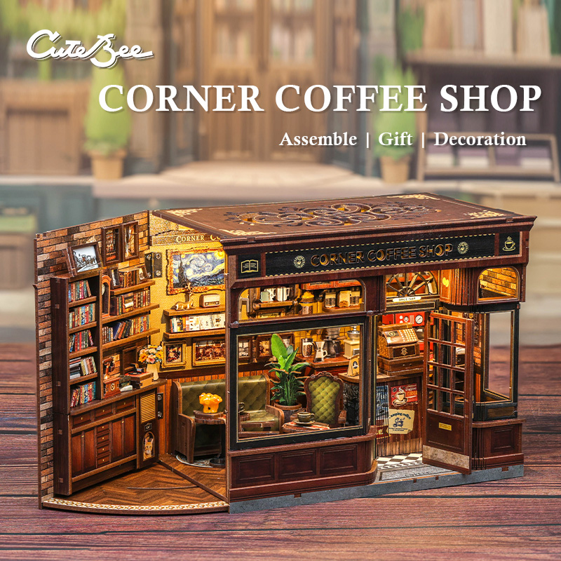 CUTEBEE Book Nook Kit 3D DIY D - Diy Miniature Dollhouse Kit Book Nook 评论和价格